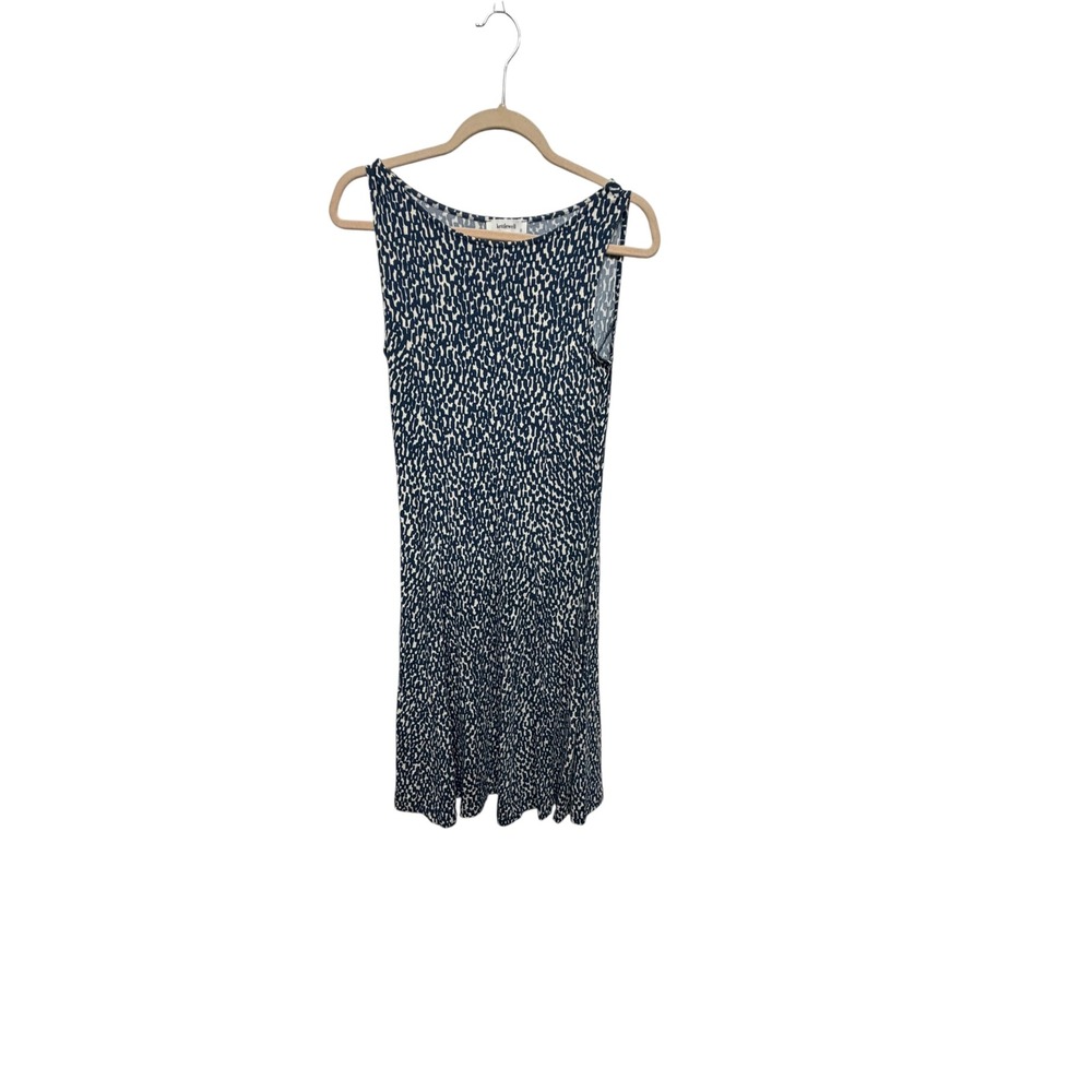 Kettlewell Colours Dress Size S Navy Cream Abstract Sleeveless Stretch Midi